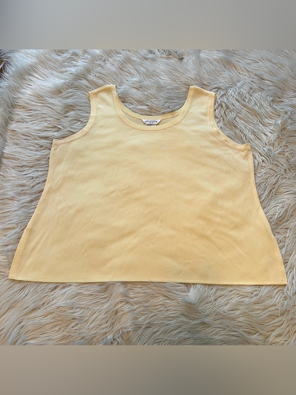 Exclusively Misook Tank Top Womens 1X Yellow Vintage Knit Preppy Summer